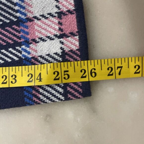 Lands' End Sweater Women's size‎ Large Blue Pink Plaid Pullover Mock Neck Casual - Picture 7 of 7